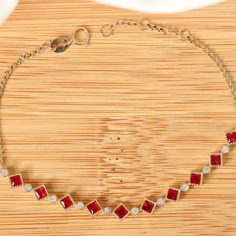 14k Gold 1.17 Ctw Natural Ruby & Diamond Bracelet - 4