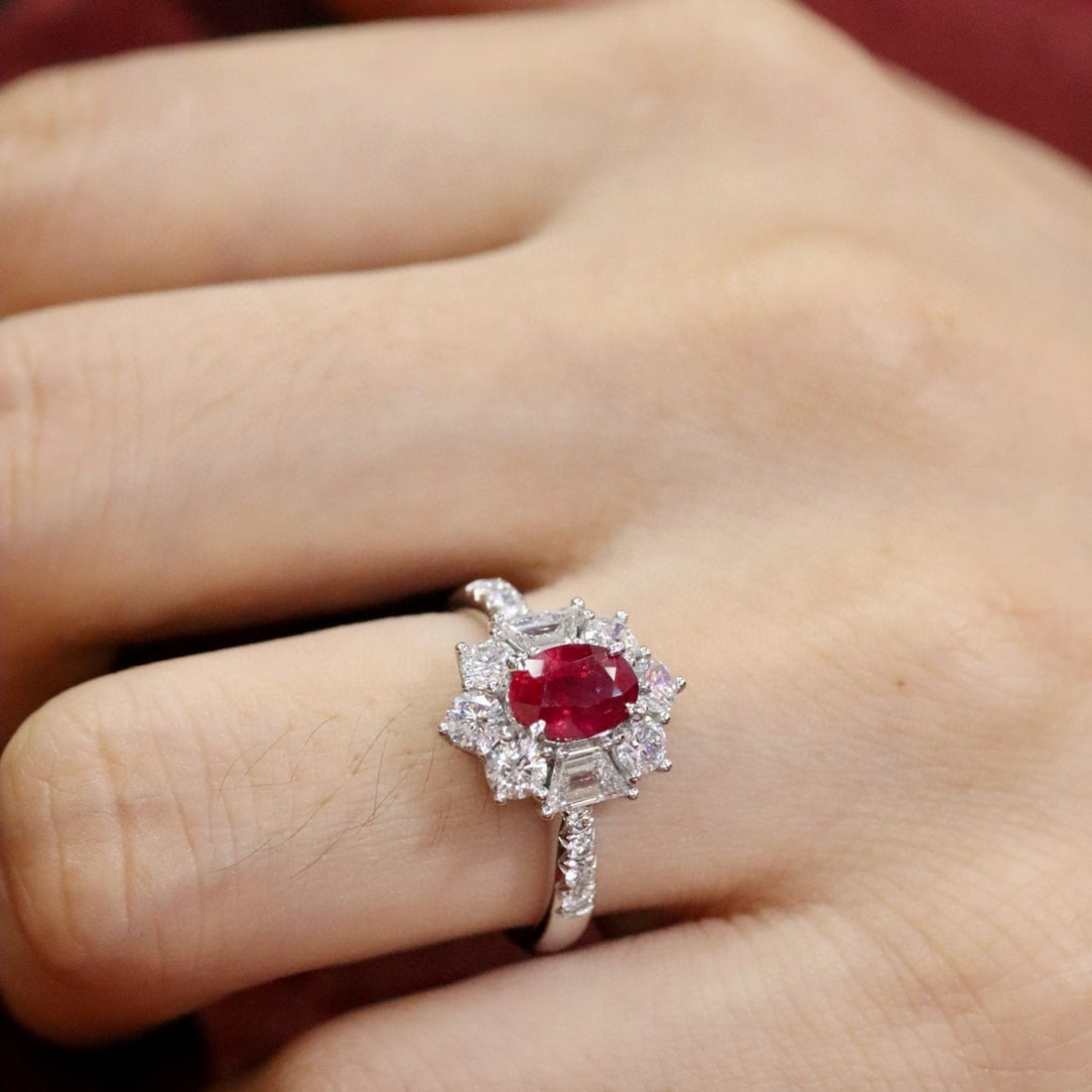14k Gold 2.36 Ctw Natural Ruby & Lab Grown Diamond Ring - 4