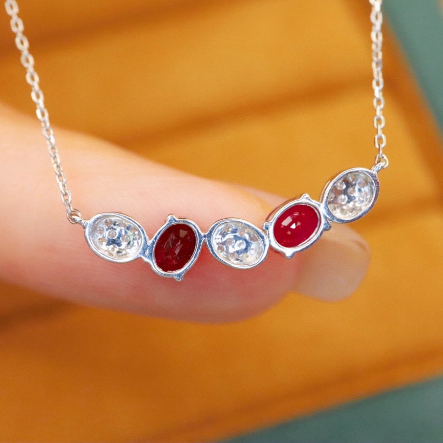 14k Gold 0.94 Ctw Natural Ruby & Diamond Necklace - 3