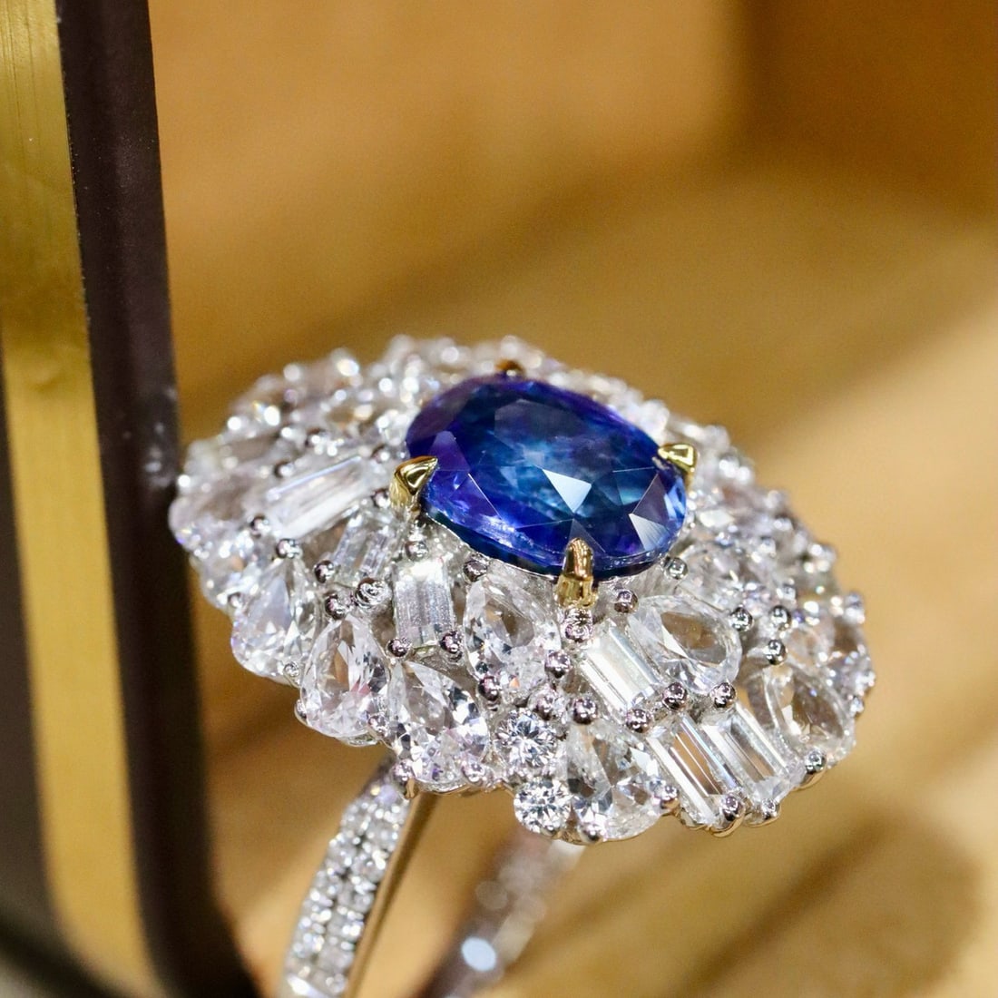 14k Gold 1.80 Ctw Natural Sapphire & Diamond Ring - 2