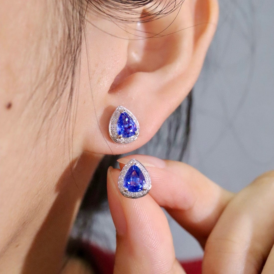 14k Gold 2.11 Ctw Natural Sapphire & Diamond Earrings - 4