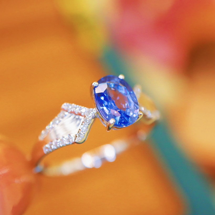 14k Gold 1.25 Ctw Natural Sapphire & Diamond Ring - 2
