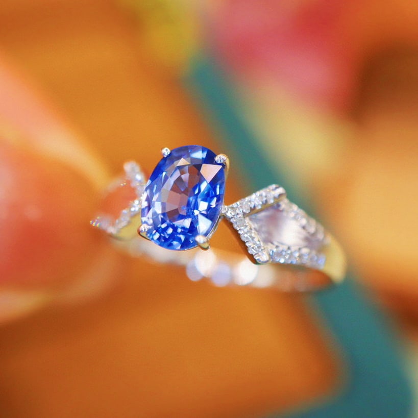 14k Gold 1.25 Ctw Natural Sapphire & Diamond Ring - 3