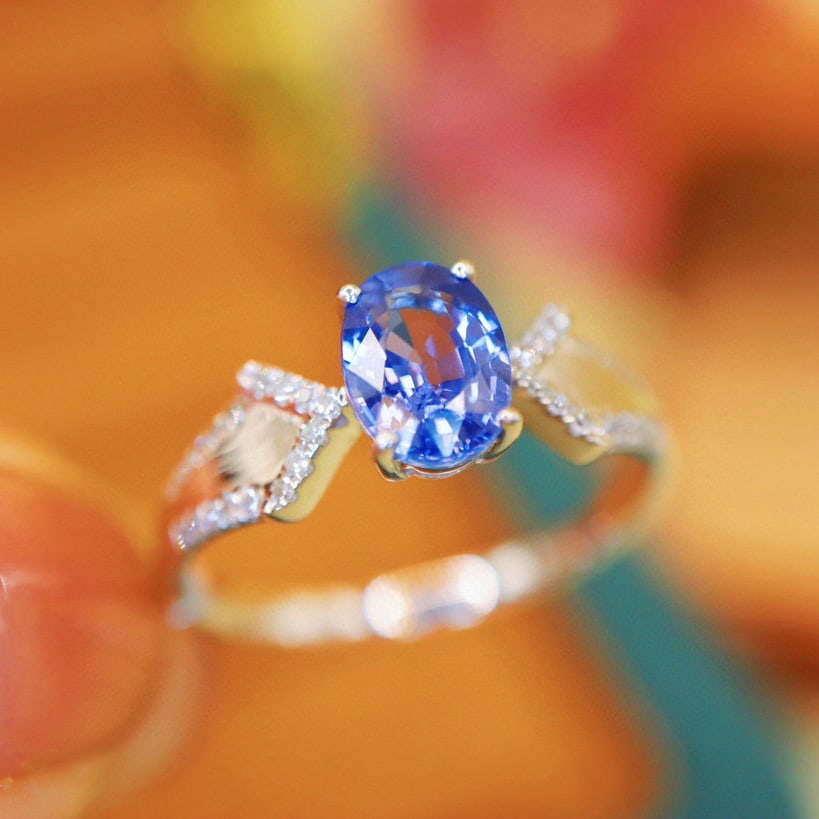 14k Gold 1.25 Ctw Natural Sapphire & Diamond Ring - 4