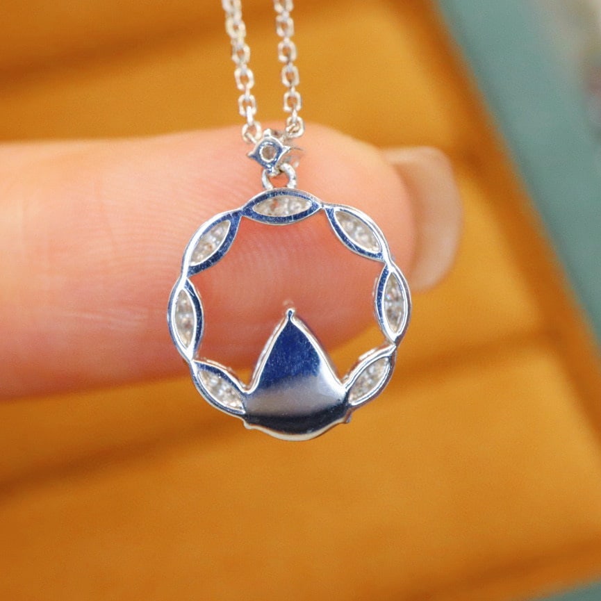 14k Gold 0.88 Ctw Natural Sapphire & Diamond Necklace - 5