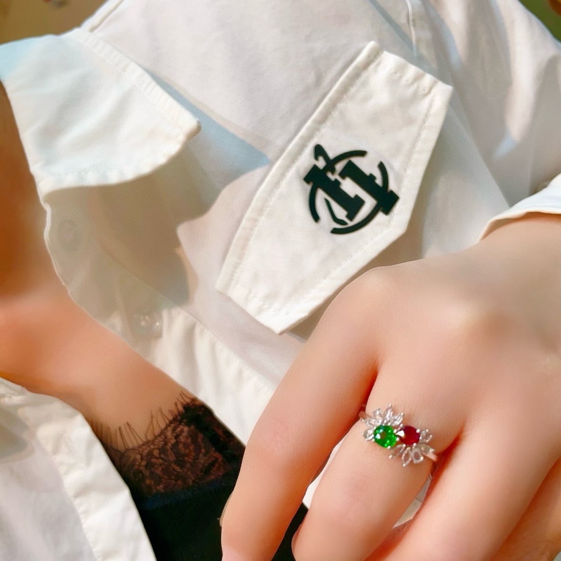14k Gold 0.58 Ct Natural Ruby & Sapphire Ring - 2