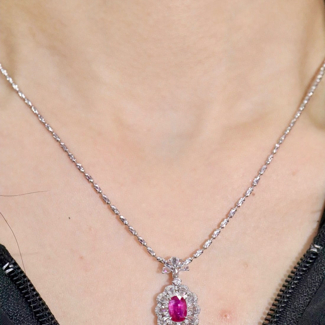 14k Gold 2.06 Ctw Natural Ruby & Diamond Pendant( Without Chain ) - 4