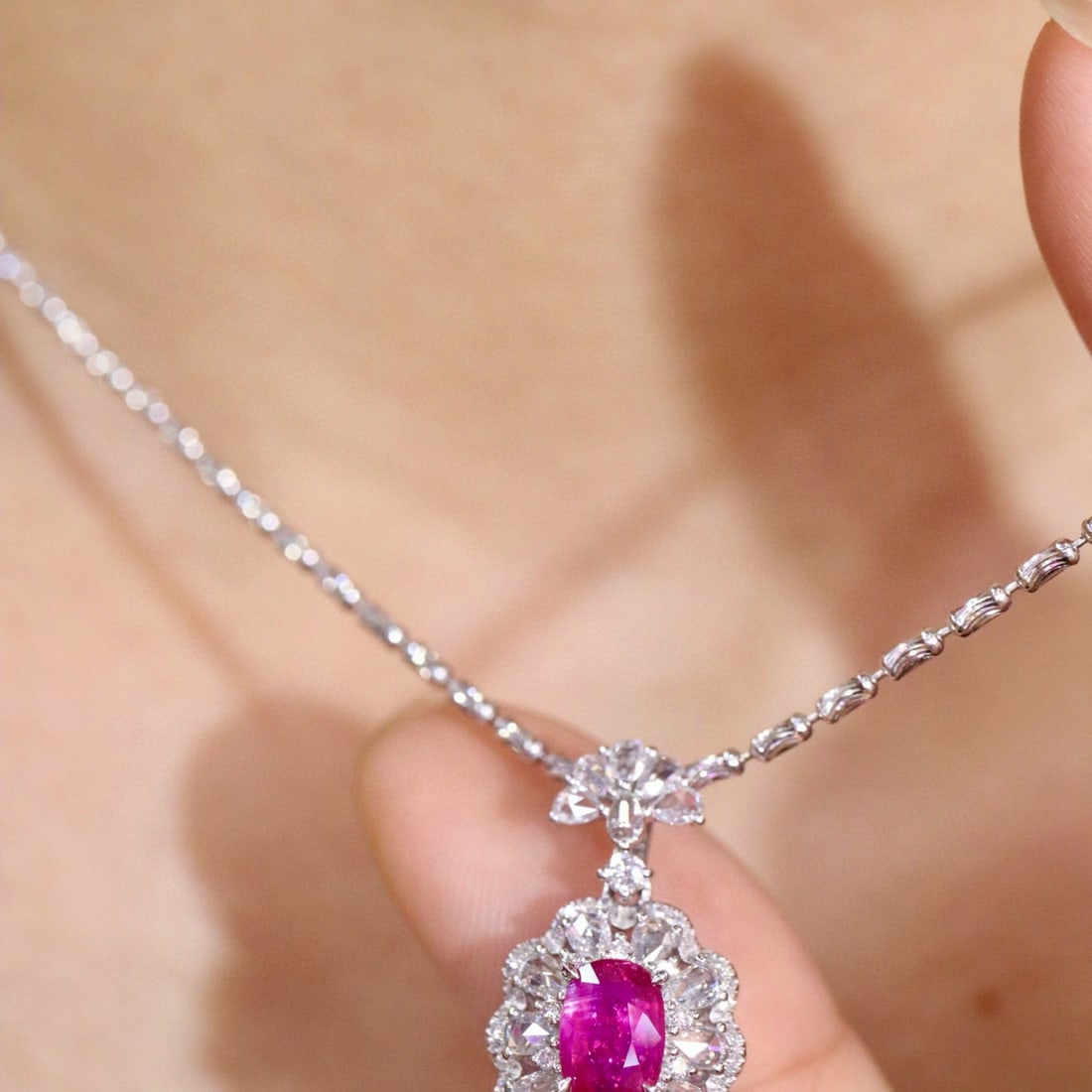 14k Gold 2.06 Ctw Natural Ruby & Diamond Pendant( Without Chain ) - 5