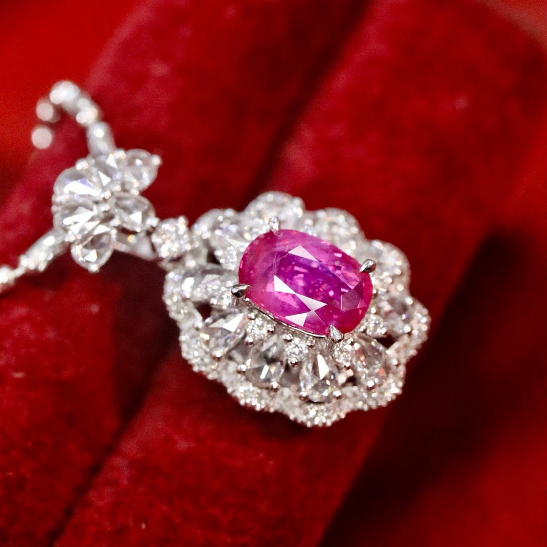 14k Gold 2.06 Ctw Natural Ruby & Diamond Pendant( Without Chain ) - 6