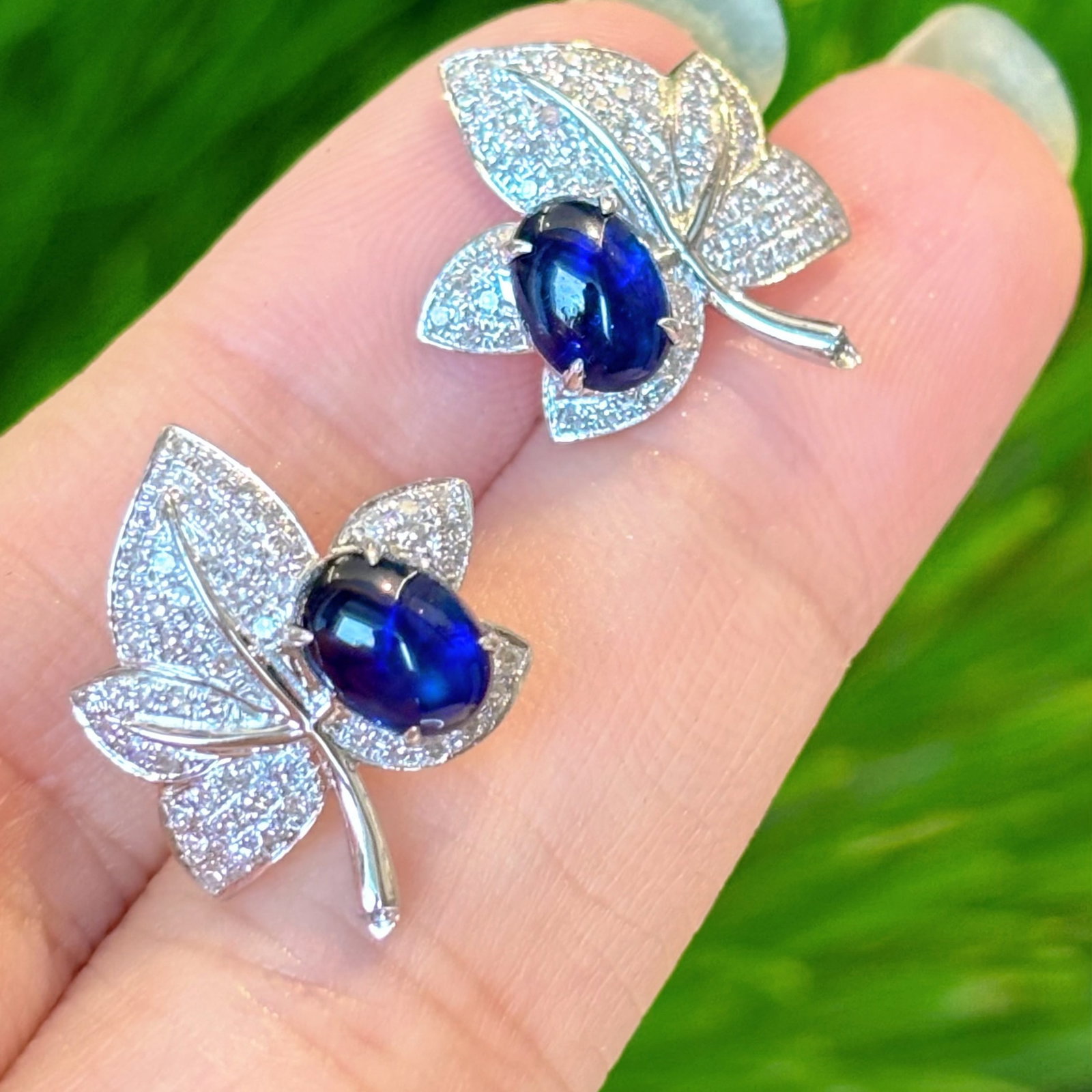 14k Gold 2.2 Ct Natural Sapphire & Diamond Earrings - 2