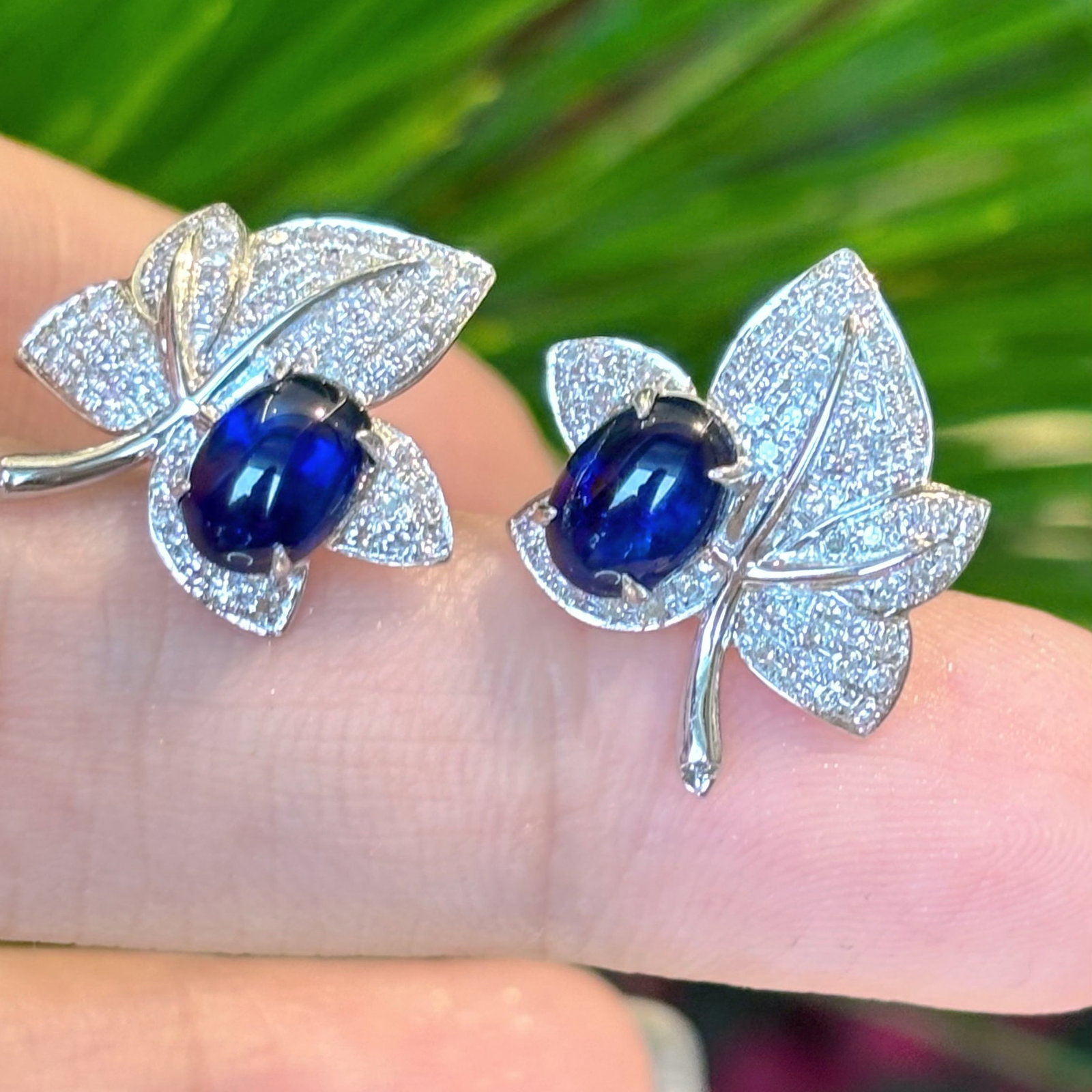 14k Gold 2.2 Ct Natural Sapphire & Diamond Earrings - 4