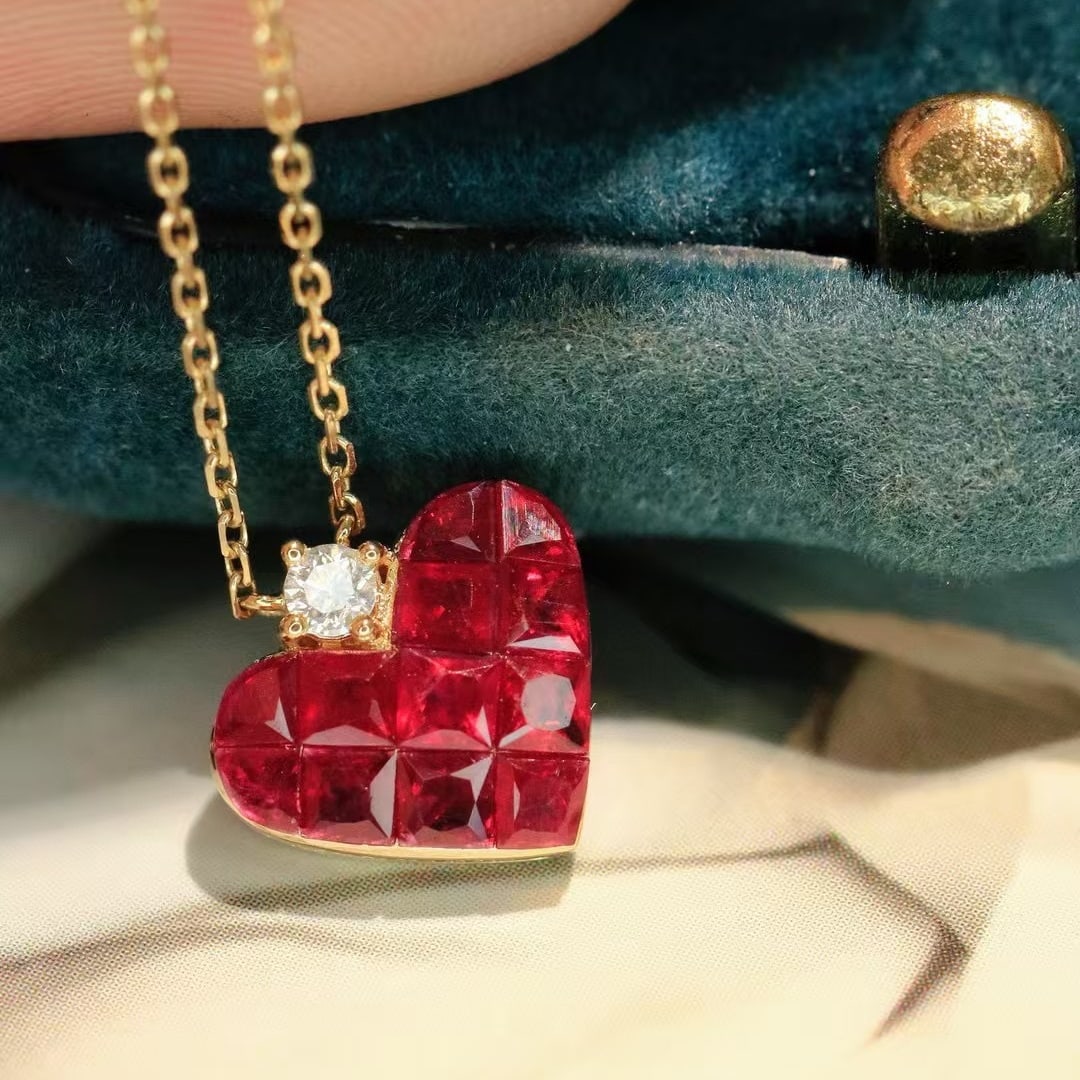 14k Gold 1.12 Ctw Natural Ruby & Diamond Necklace - 3