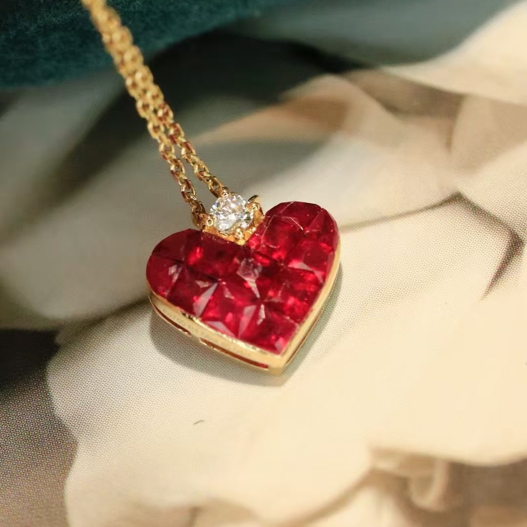 14k Gold 1.12 Ctw Natural Ruby & Diamond Necklace - 4
