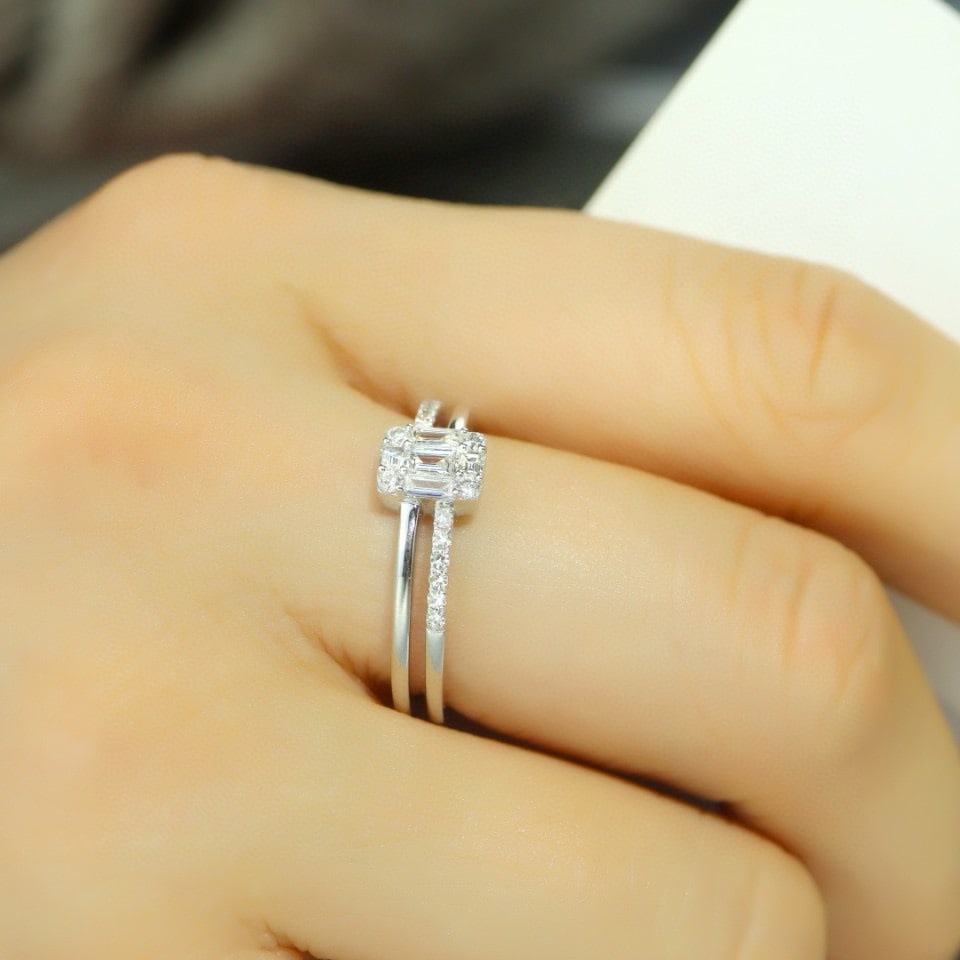 14k Gold 0.50 Ct Natural H Diamond Ring - 4