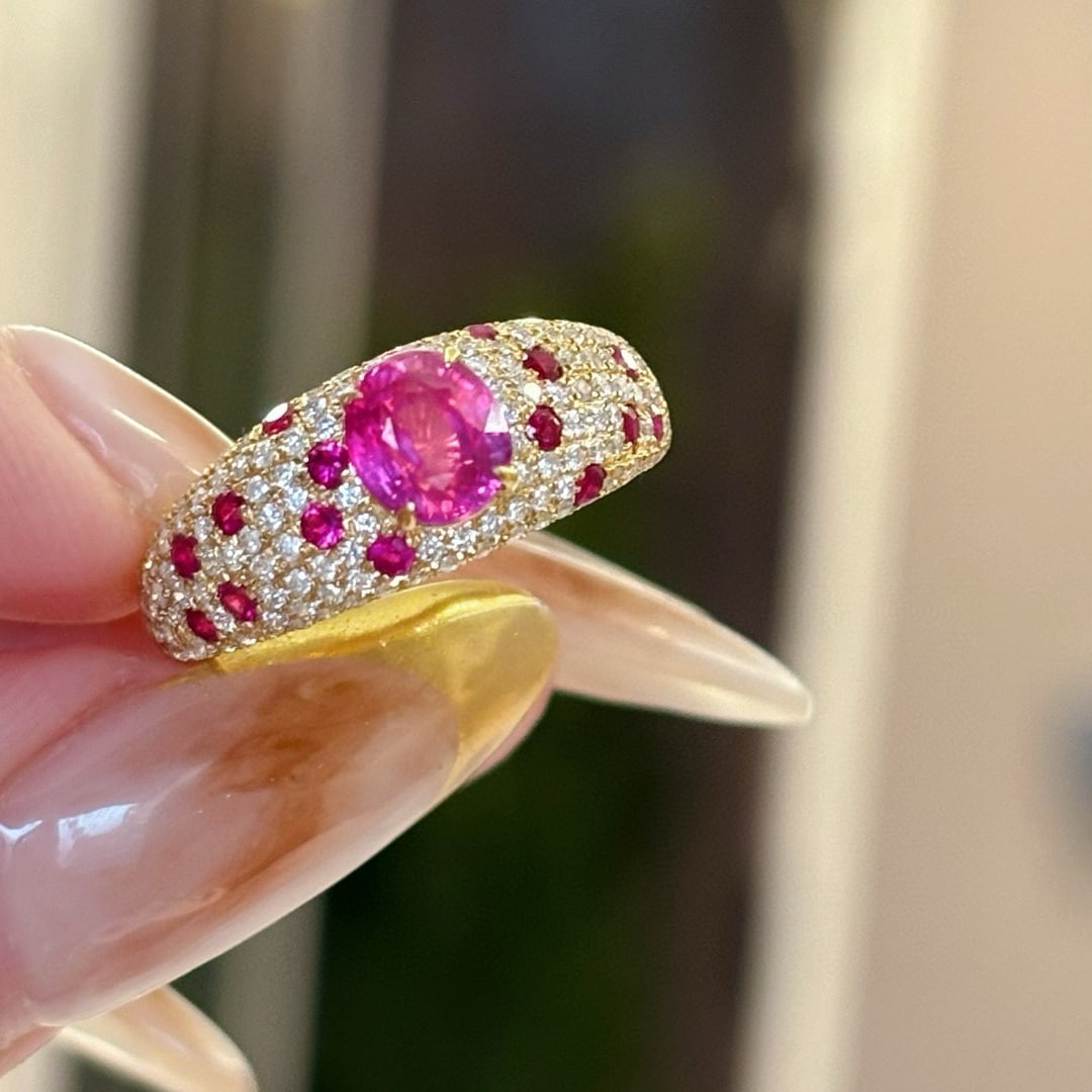 14k Gold 1.09 Ct Natural Ruby & Diamond Ring - 4