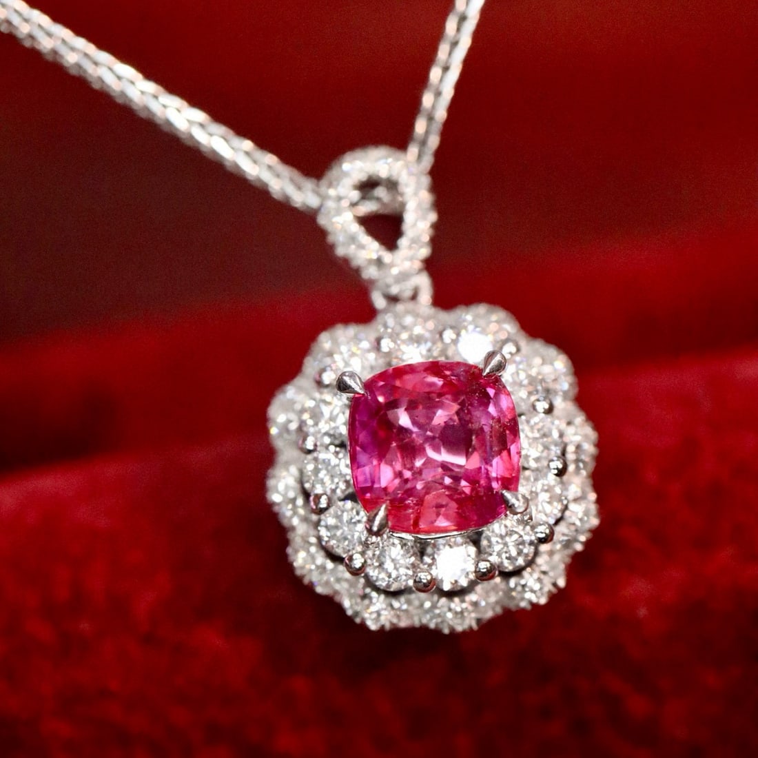 14k Gold 1.23 Ctw Natural Ruby & Diamond Pendant( Without Chain ): Ref:230990343 // gold content:14k gold // main gemstone:ruby // shape:cushion // carat weight:1. 06ct // color:red // treatment:natural // // adjacent gemstone 2 : diamond // shape:round // carat weig