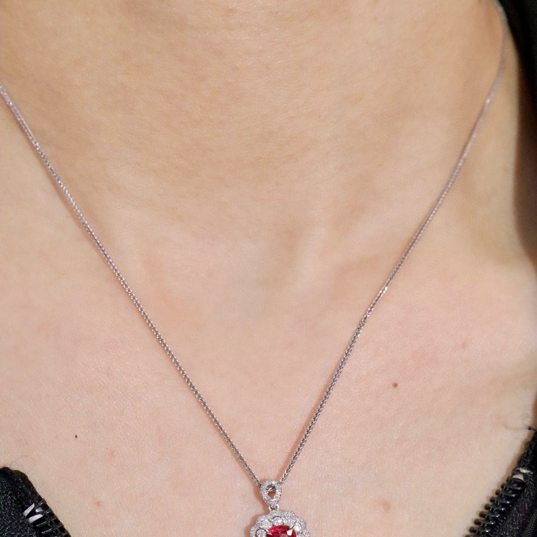 14k Gold 1.23 Ctw Natural Ruby & Diamond Pendant( Without Chain ) - 5