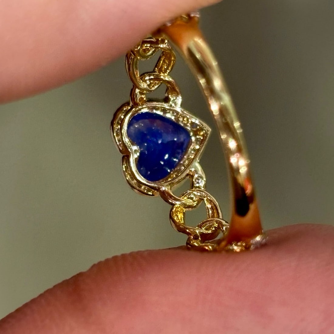 14k Gold 1.06 Ct Natural Sapphire & Diamond Ring - 5