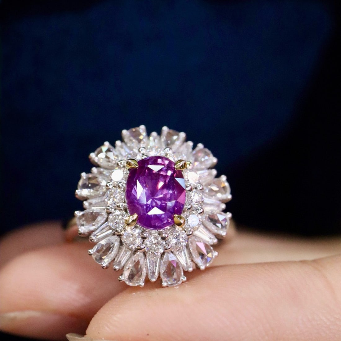 14k Gold 3.47 Ctw Natural Sapphire & Diamond Ring - 4