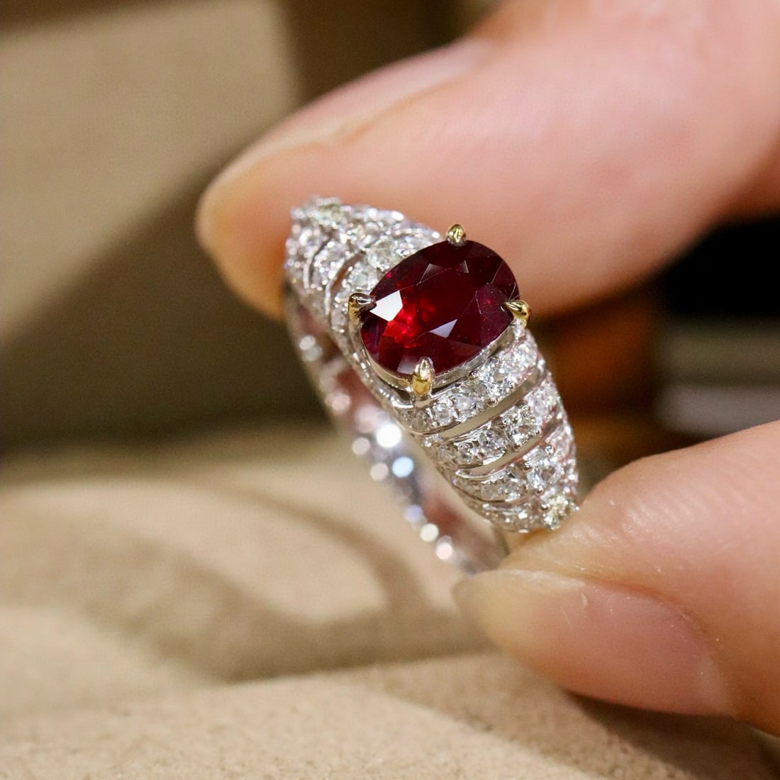 14k Gold 1.18 Ctw Natural Ruby & Diamond Ring - 5