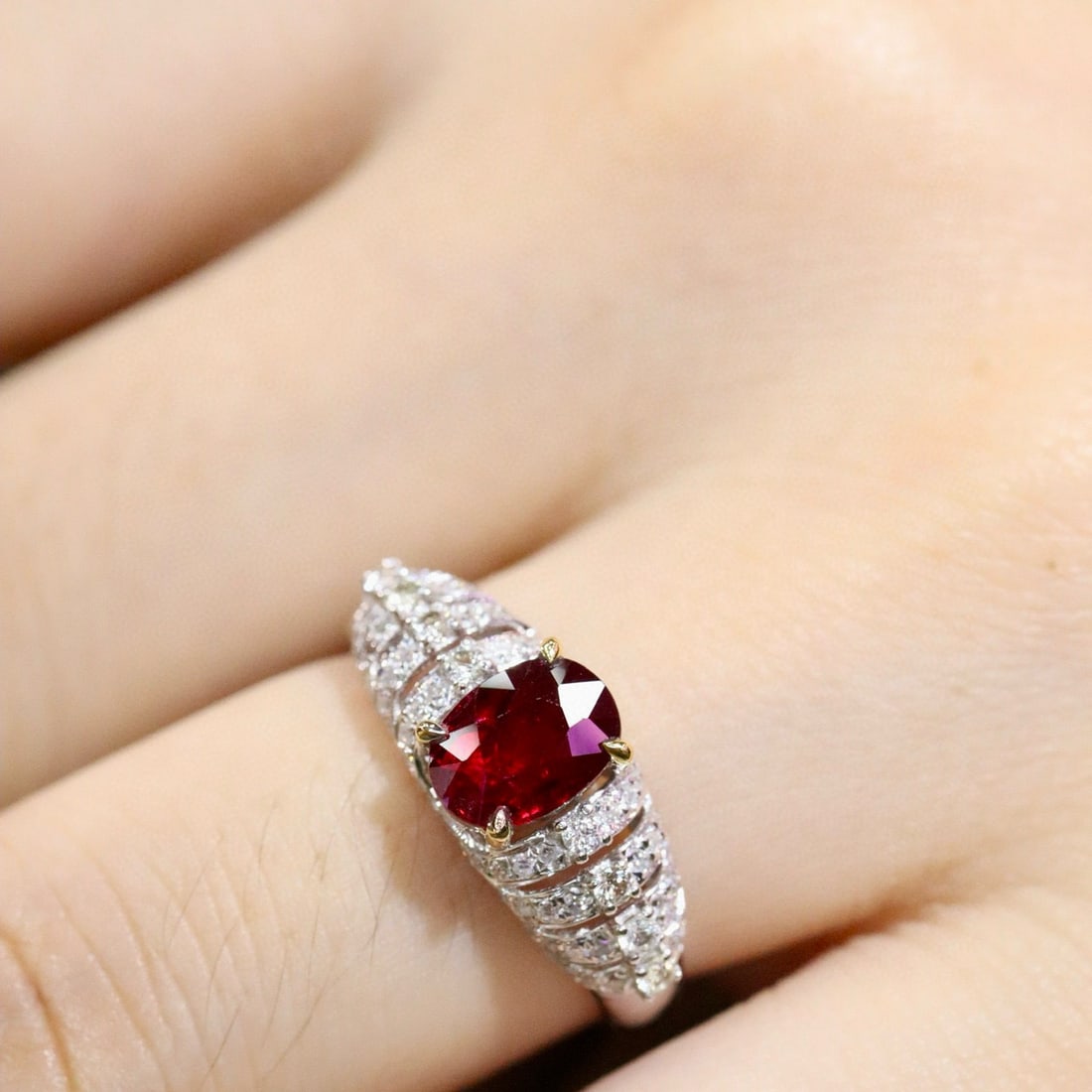 14k Gold 1.18 Ctw Natural Ruby & Diamond Ring - 6