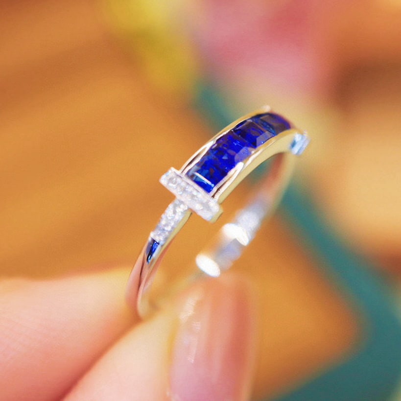 14k Gold 0.76 Ctw Natural Sapphire & Diamond Ring - 2