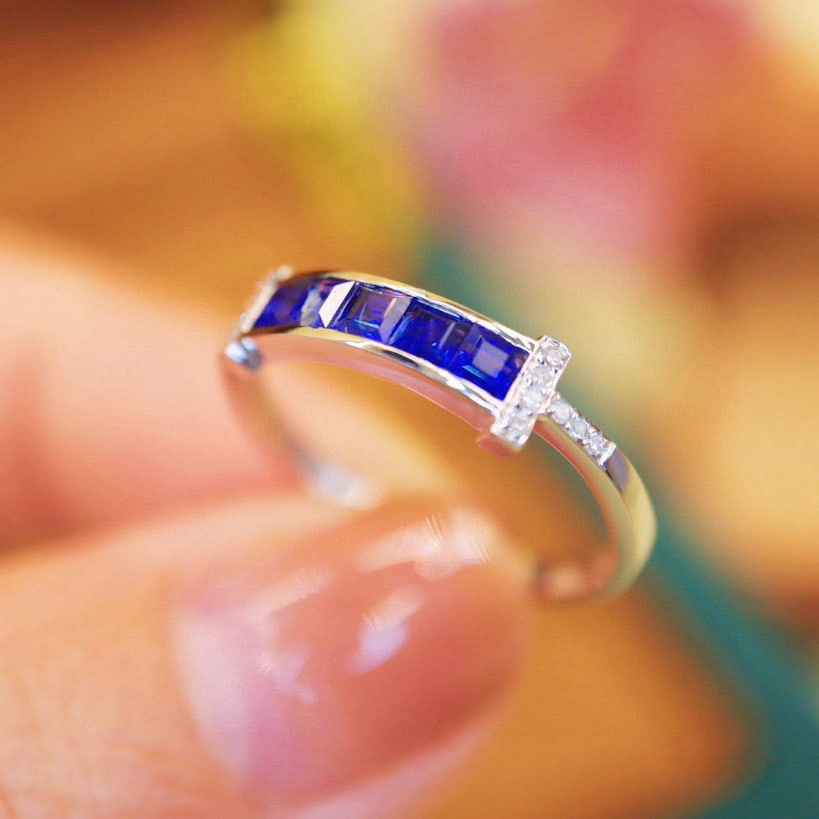 14k Gold 0.76 Ctw Natural Sapphire & Diamond Ring - 3