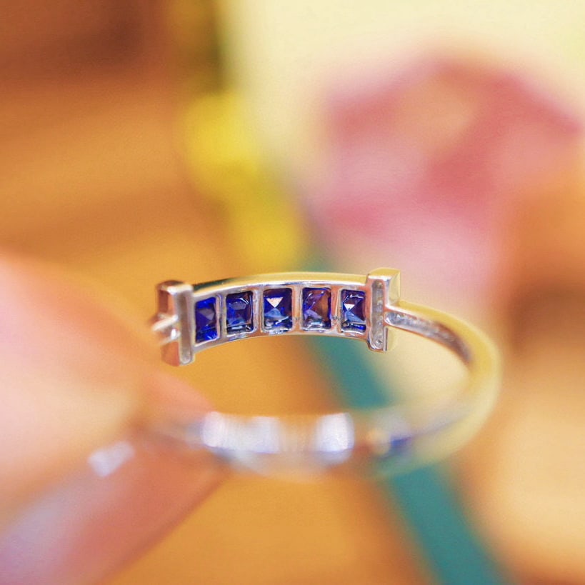 14k Gold 0.76 Ctw Natural Sapphire & Diamond Ring - 5