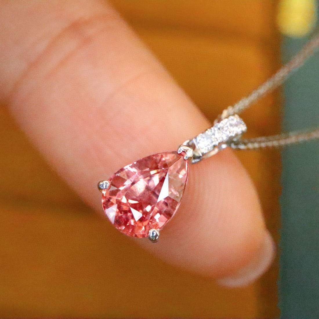 14k Gold 1.12 Ctw Natural Spinel & Diamond Pendant( Without Chain ) - 2
