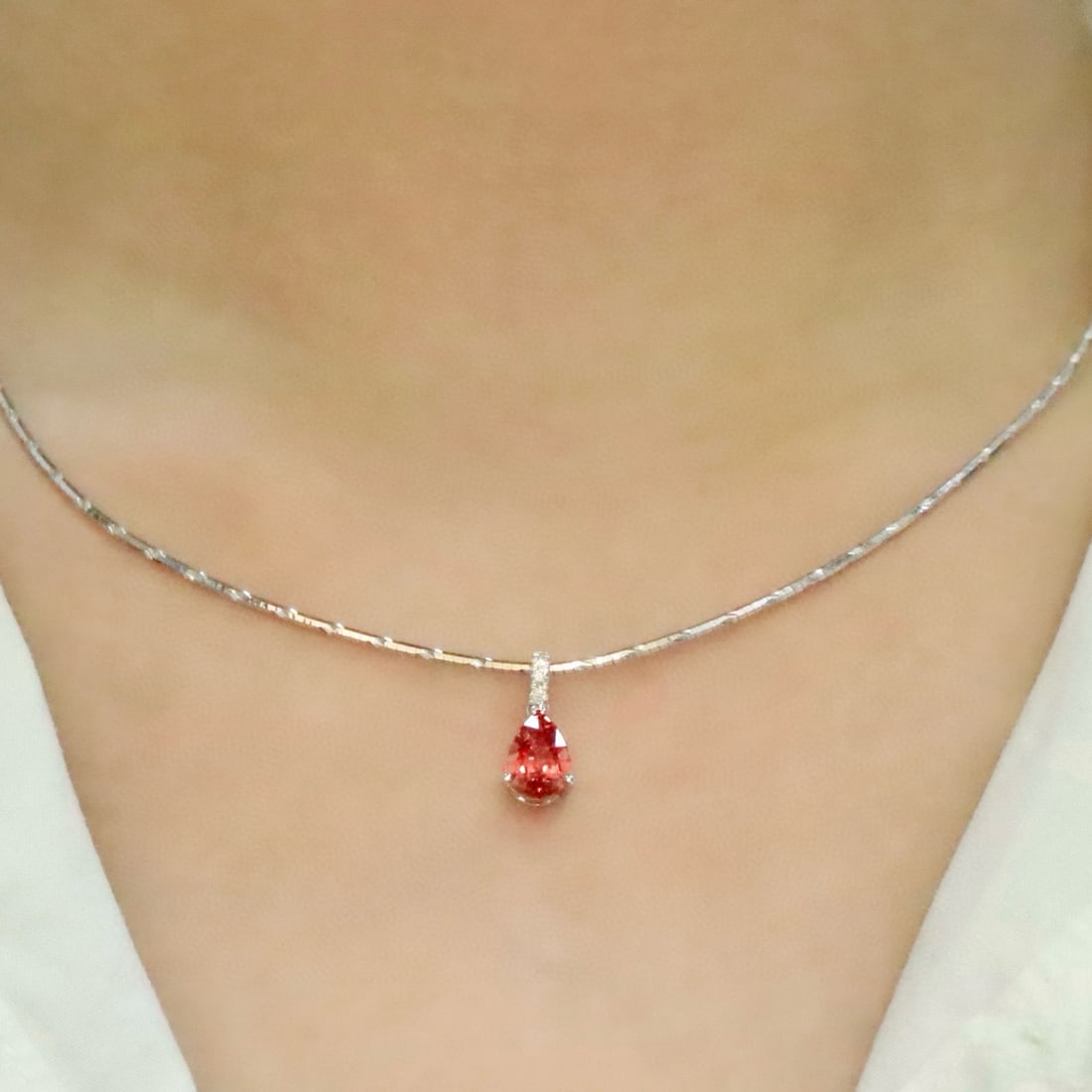 14k Gold 1.12 Ctw Natural Spinel & Diamond Pendant( Without Chain ) - 4