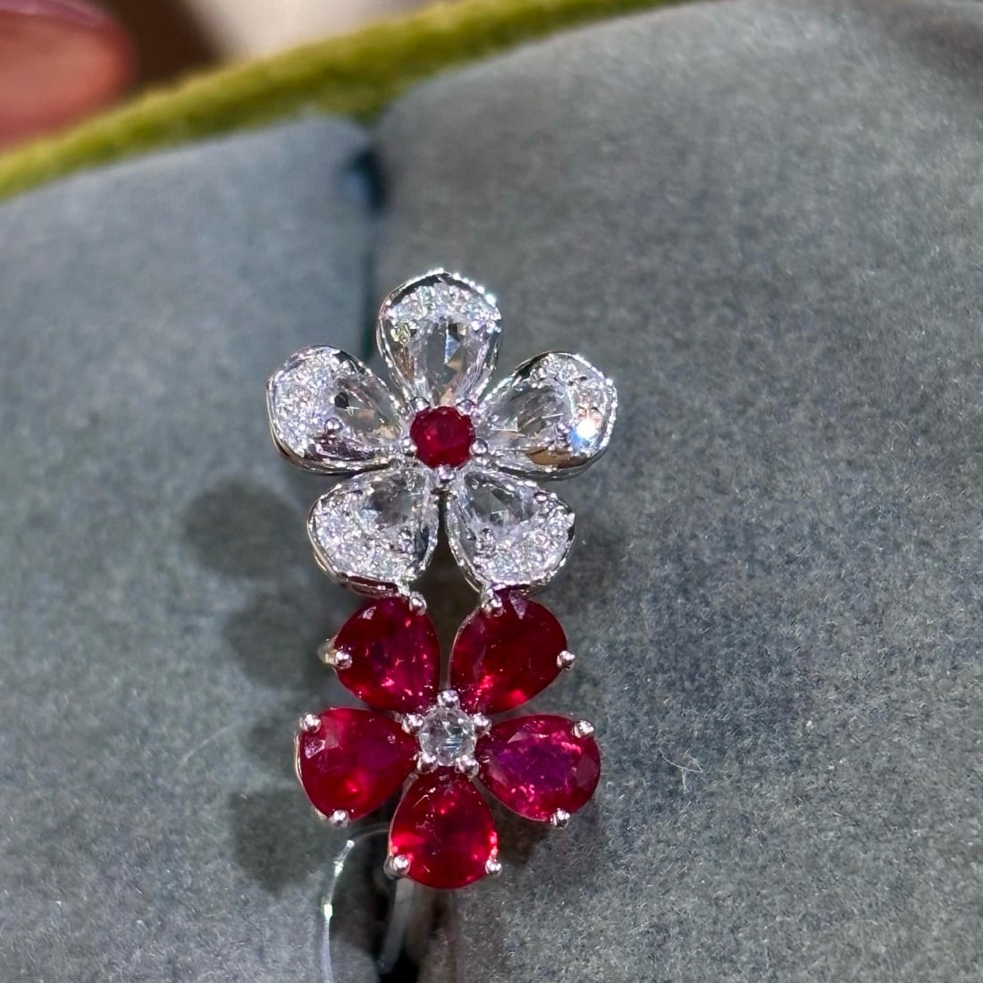 14k Gold 1.1 Ct Natural Ruby & Sapphire & Diamond Ring - 5