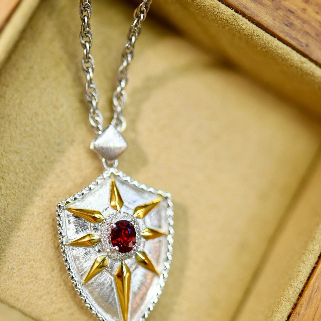 14k Gold 0.30 Ctw Natural Ruby & Diamond Pendant( Without Chain ) - 5