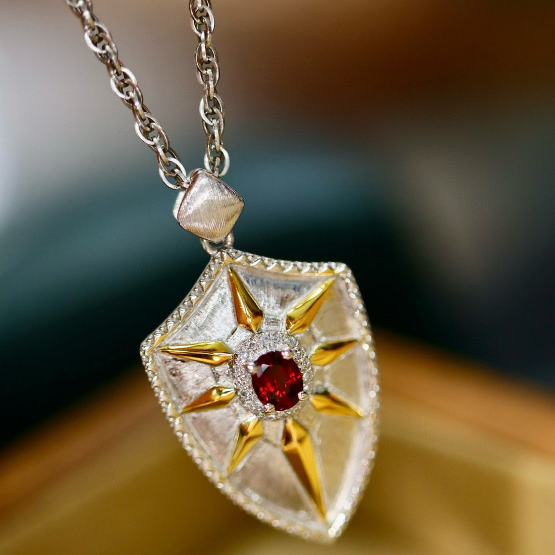 14k Gold 0.30 Ctw Natural Ruby & Diamond Pendant( Without Chain ) - 6
