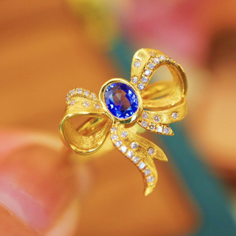 14k Gold 0.51 Ctw Natural Sapphire & Diamond Ring - 2
