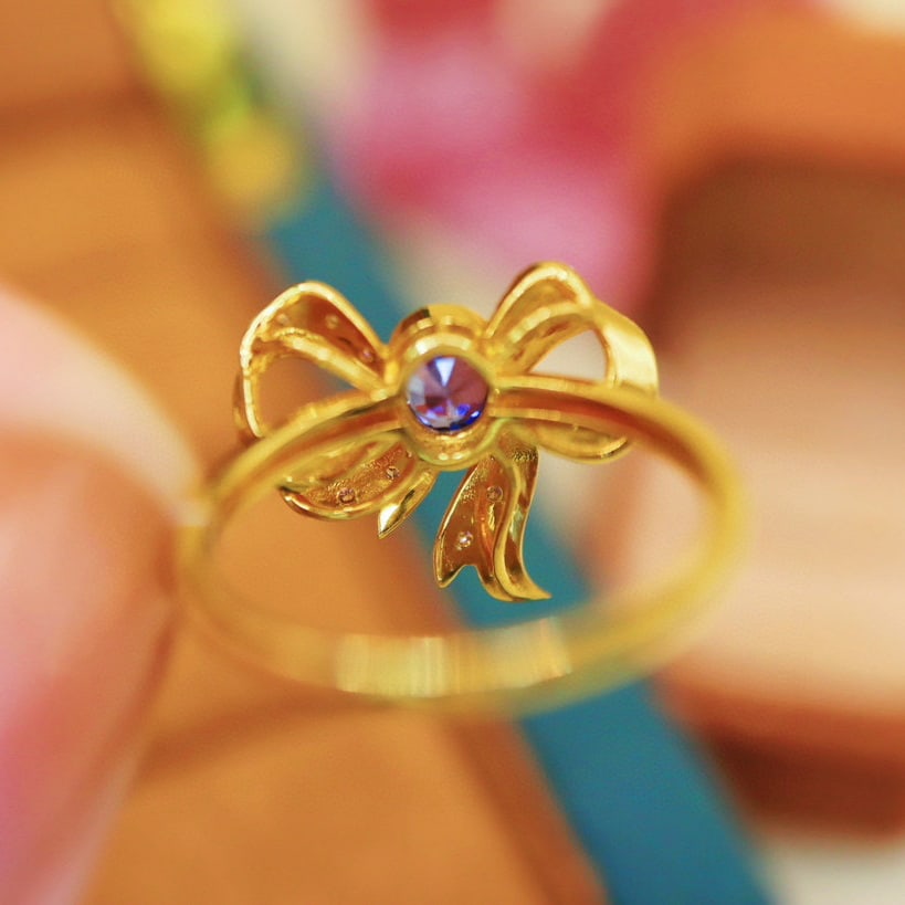 14k Gold 0.51 Ctw Natural Sapphire & Diamond Ring - 5