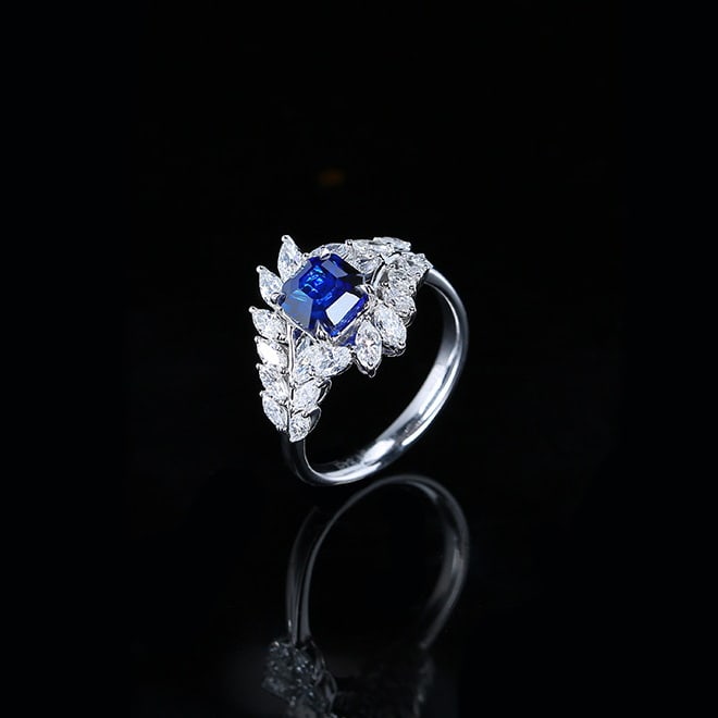 14k Gold 2.87 Ctw Natural Sapphire & Diamond Ring - 4