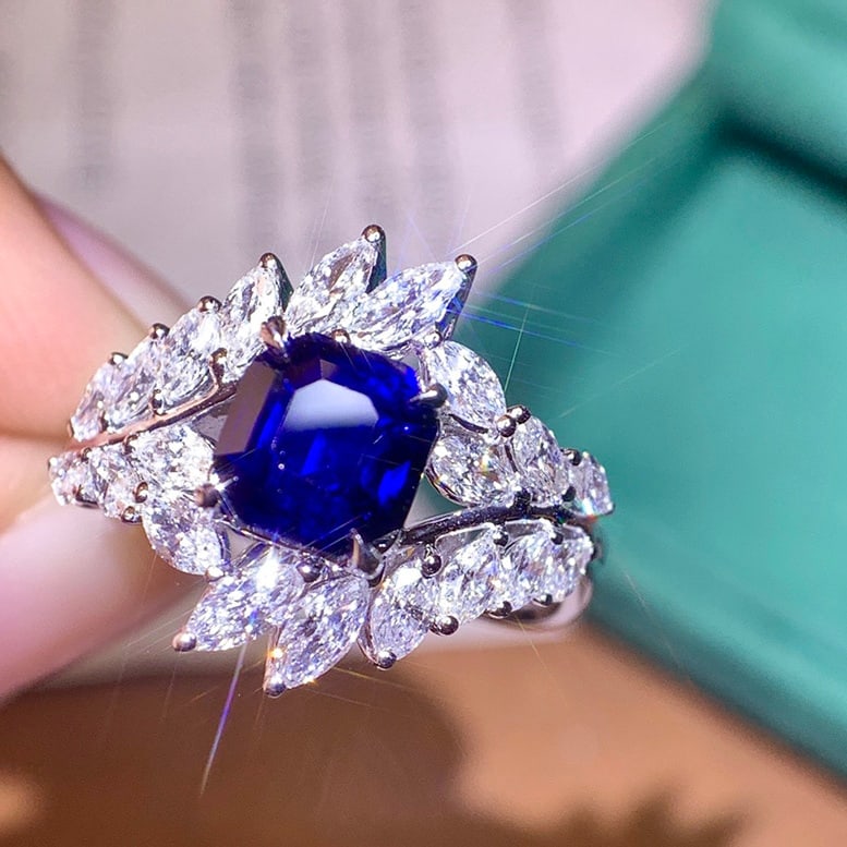 14k Gold 2.87 Ctw Natural Sapphire & Diamond Ring - 5