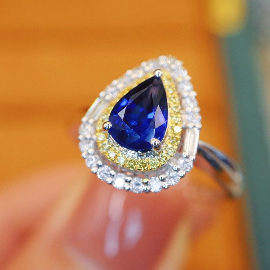 14k Gold 1.19 Ctw Natural Sapphire & Diamond Ring - 2