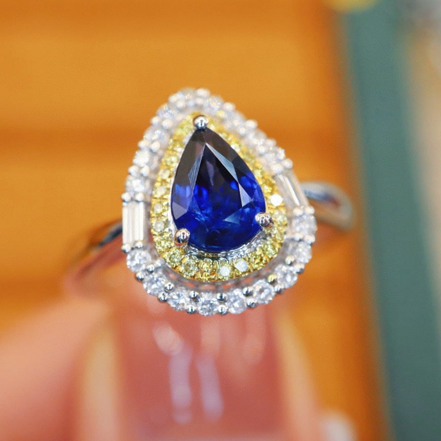 14k Gold 1.19 Ctw Natural Sapphire & Diamond Ring - 3