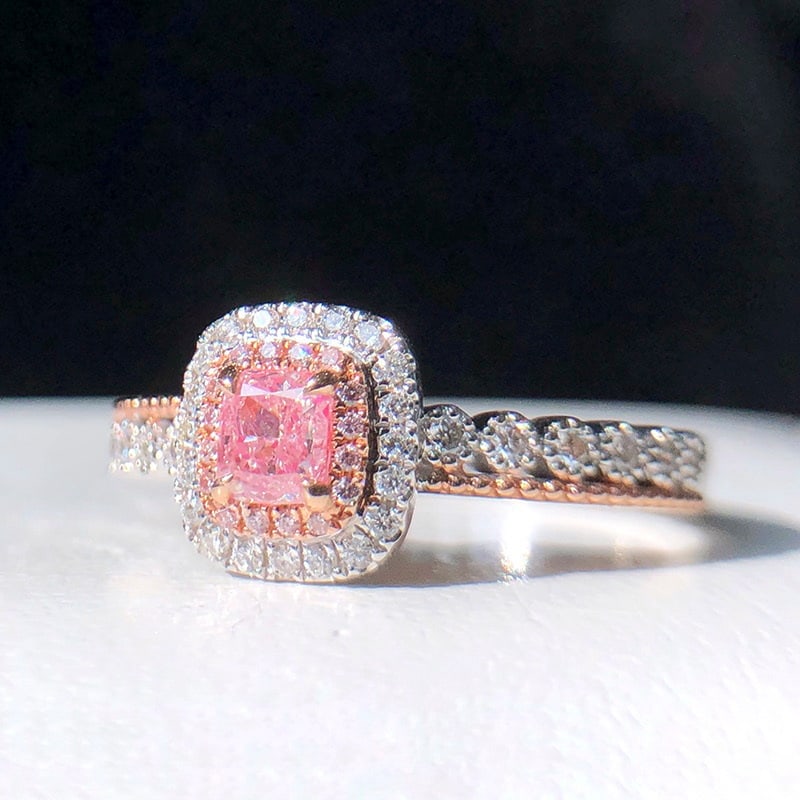 14k Gold 0.54 Ctw Natural Pink Diamond & Diamond Ring - 2