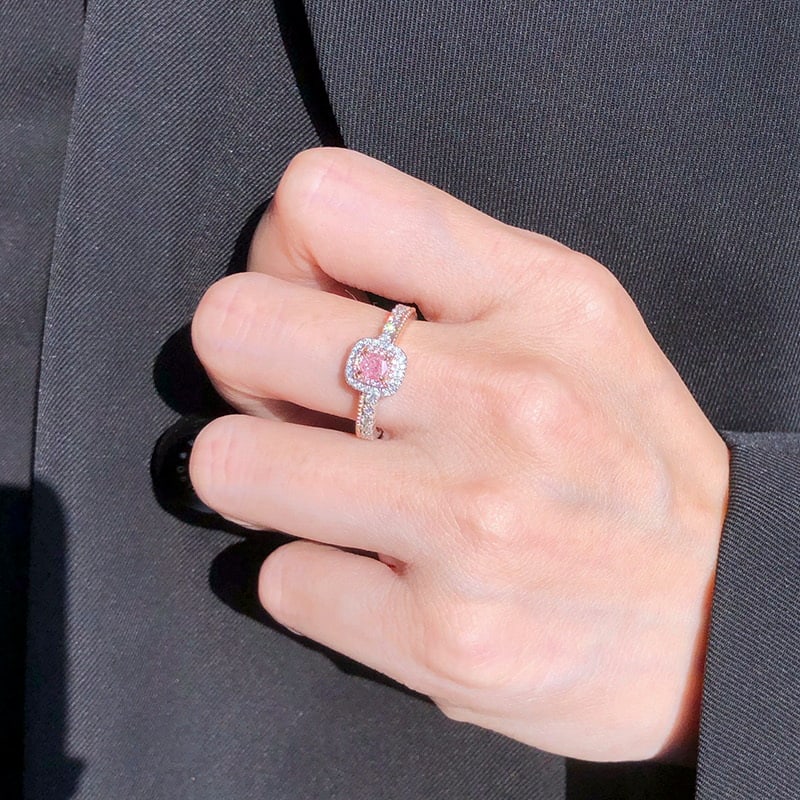 14k Gold 0.54 Ctw Natural Pink Diamond & Diamond Ring - 3
