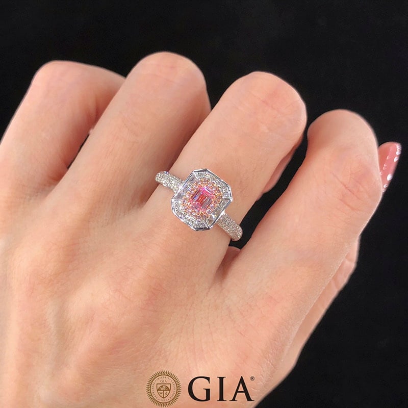 Gia Certified 14k Gold 0.66 Ctw Natural Pink Diamond & Diamond Ring - 3