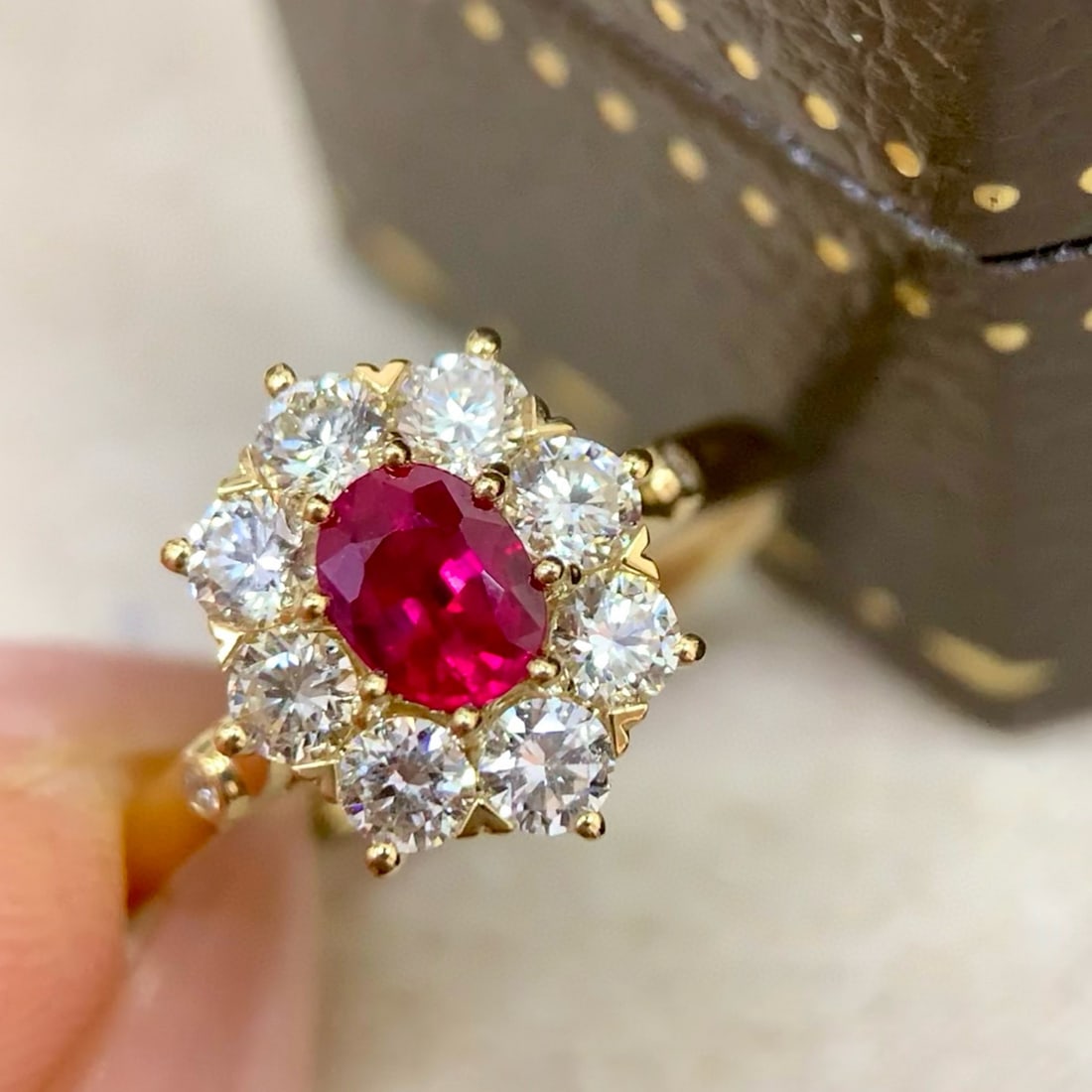 14k Gold 1.17 Ctw Natural Ruby & Diamond Ring/pendant( Without Chain ): Ref:230990398 // gold content:14k gold // ring size:7. 25us // // main gemstone:ruby // shape:oval // carat weight:0. 49ct // color:pigeonblood red // treatment:natural // // adjacent gemstone 2 :