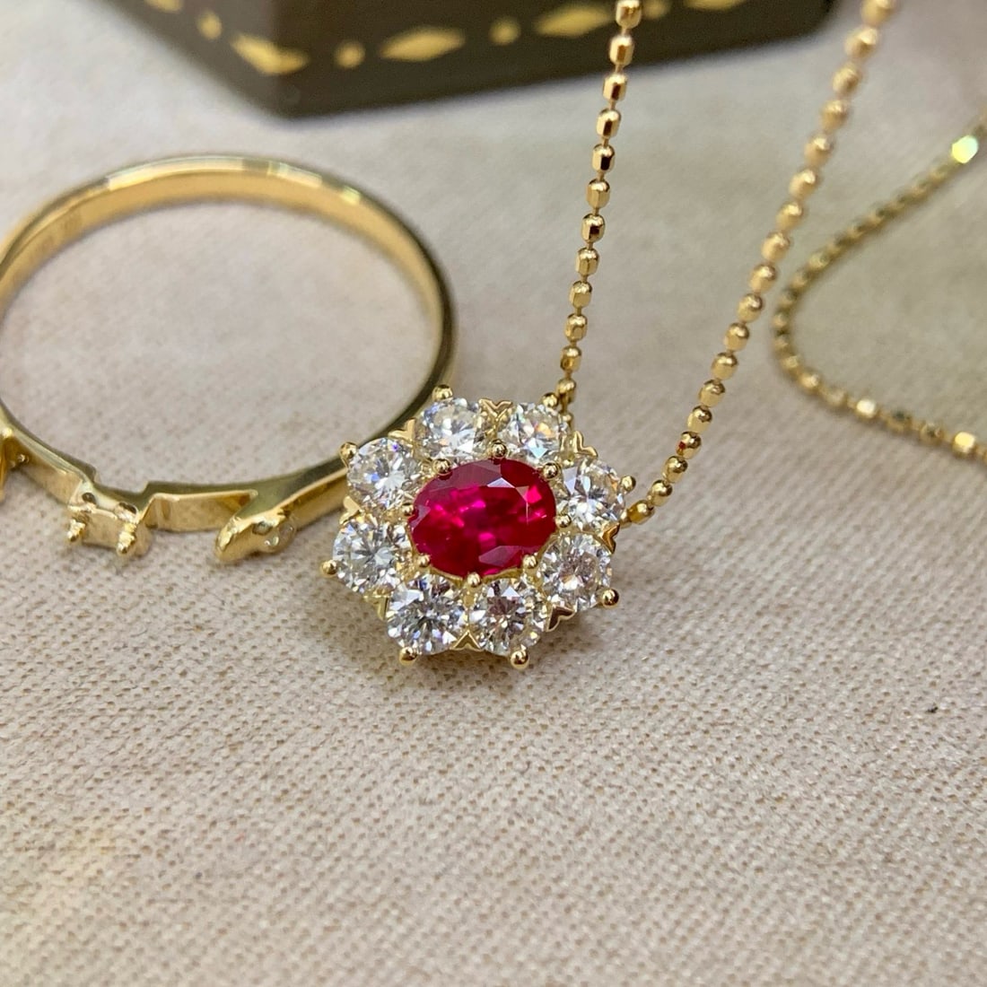 14k Gold 1.17 Ctw Natural Ruby & Diamond Ring/pendant( Without Chain ) - 2