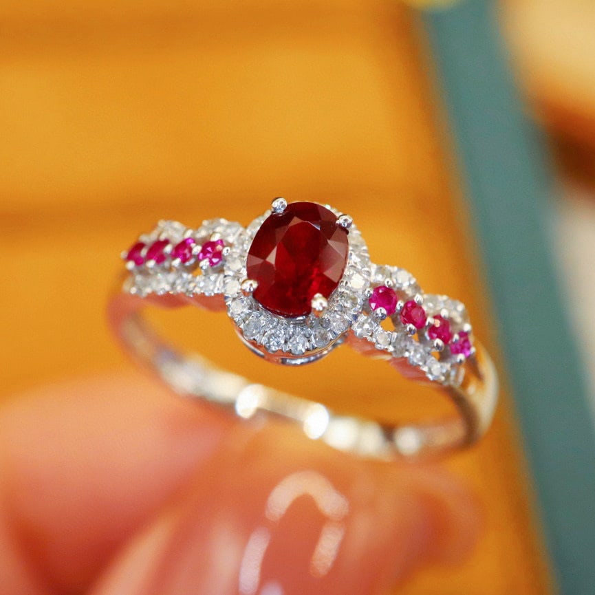 14k Gold 0.76 Ctw Natural Ruby & Ruby Ring - 2