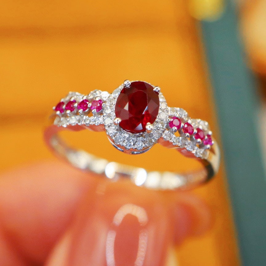 14k Gold 0.76 Ctw Natural Ruby & Ruby Ring - 4