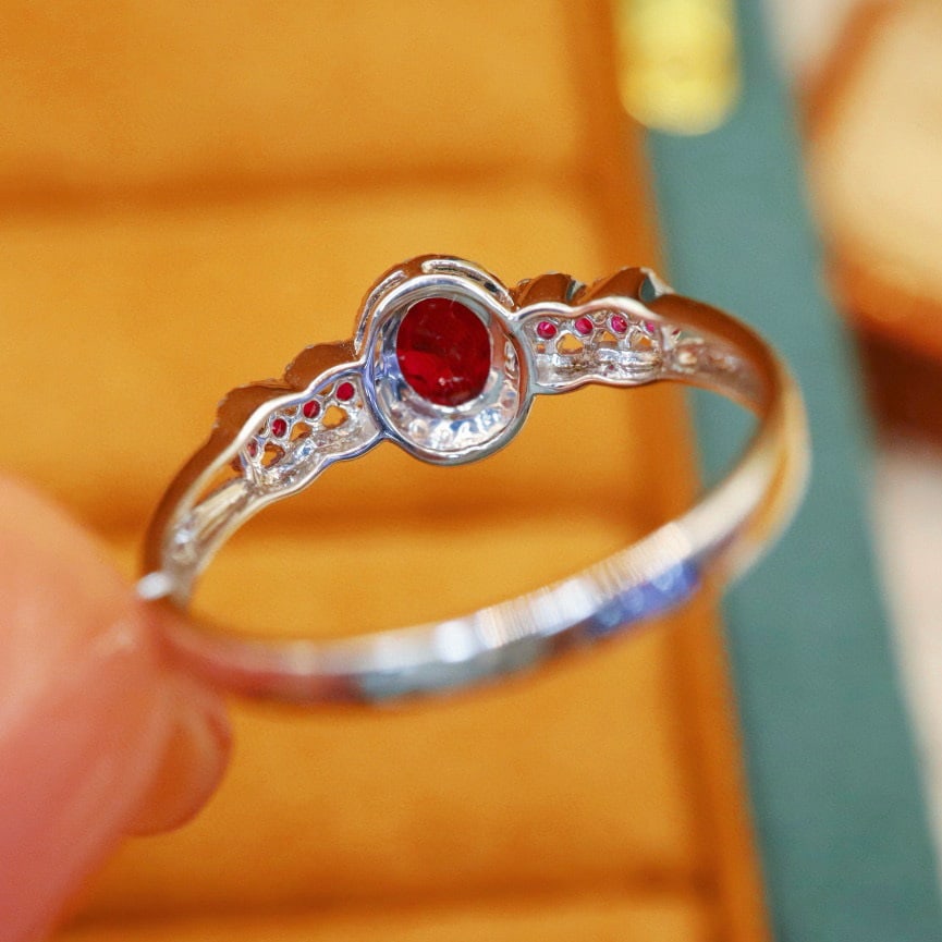 14k Gold 0.76 Ctw Natural Ruby & Ruby Ring - 5