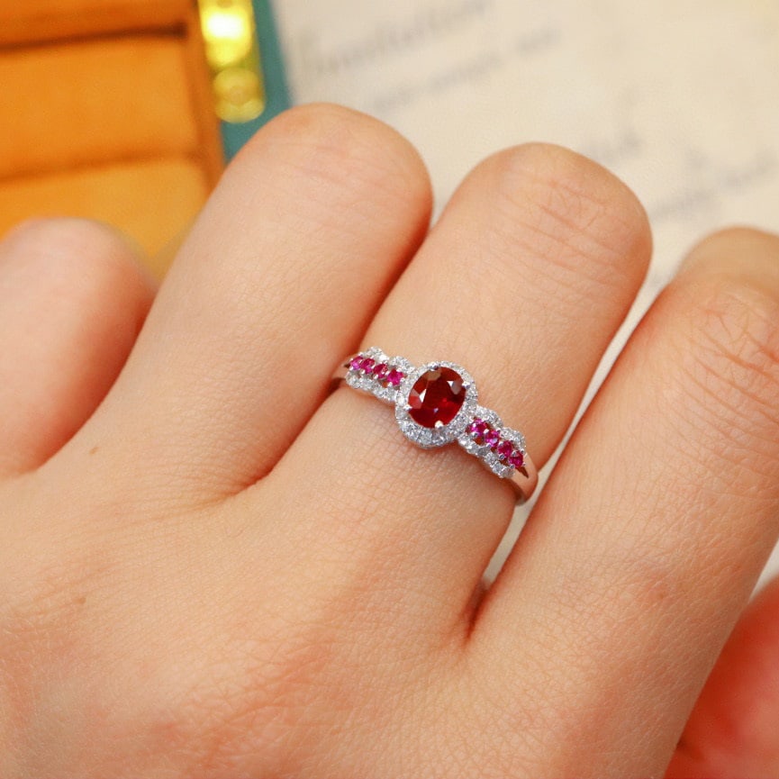 14k Gold 0.76 Ctw Natural Ruby & Ruby Ring - 6