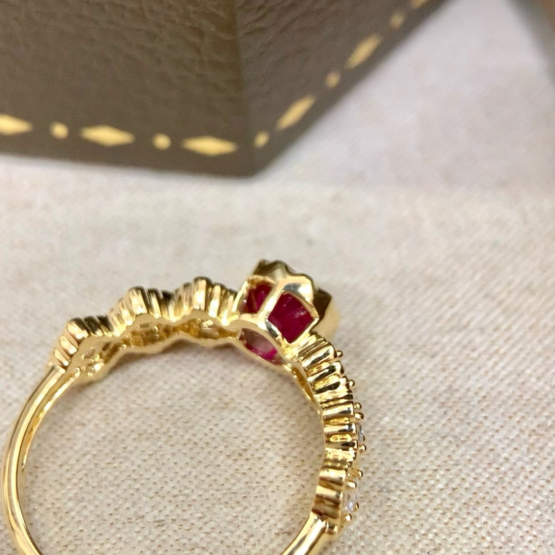 14k Gold 1.21 Ctw Vivid Red Natural Ruby & Diamond Ring - 3