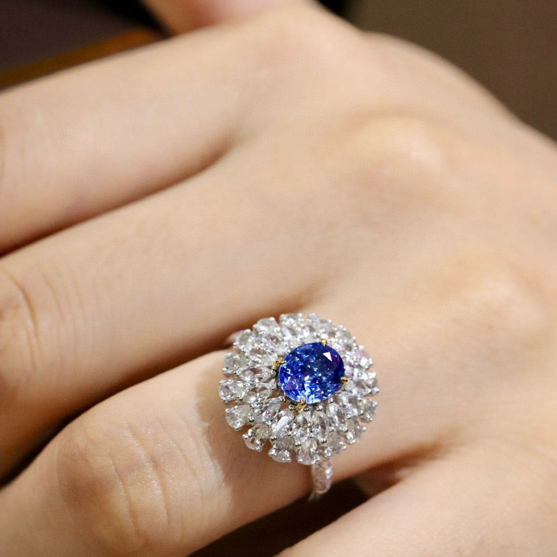 14k Gold 1.34 Ctw Natural Sapphire & Diamond Ring - 6